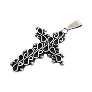 VTG Taxco Sterling Silver Modernist Cross Pendant